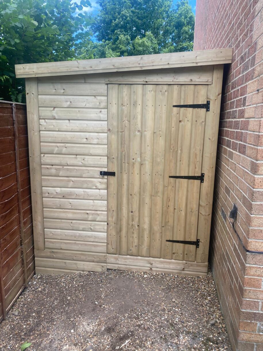 Timber shed after repair work